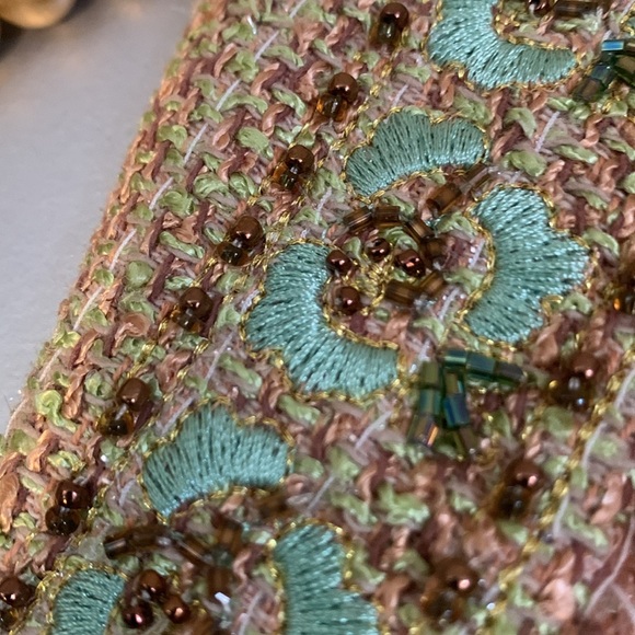 True Meaning Gold Embellished Beaded Fringed Embroidered Tweed Blazer.  Sz 2 - Picture 6 of 7